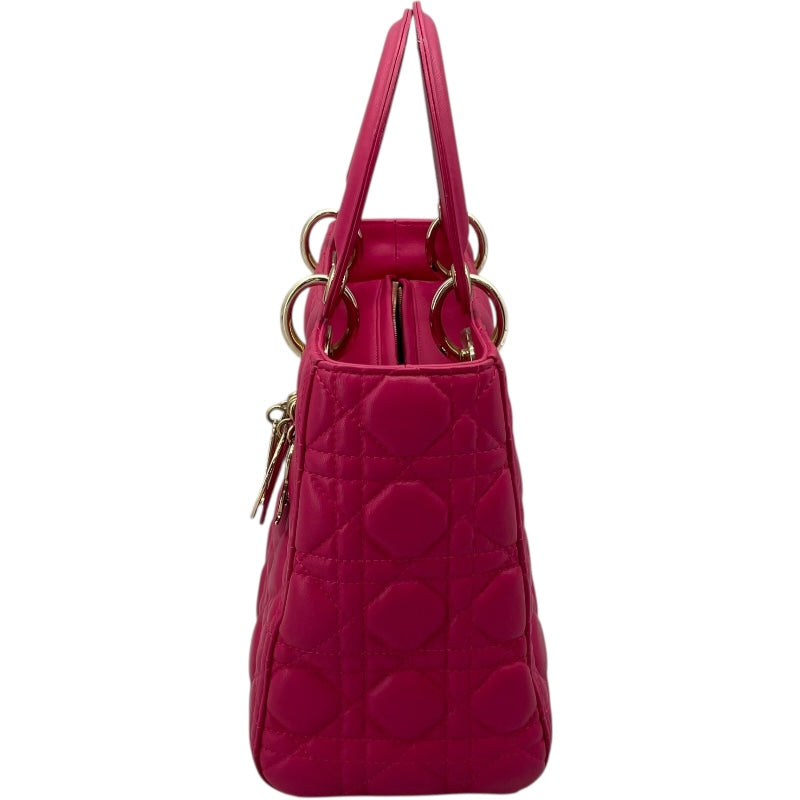 クリスチャン・ディオール Christian Dior レディディオールミディアム ピンク GD金具 カナージュ レディース ハンドバッグ