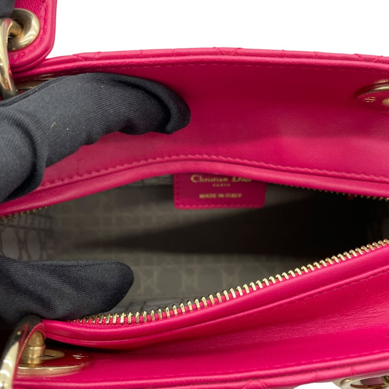 クリスチャン・ディオール Christian Dior レディディオールミディアム ピンク GD金具 カナージュ レディース ハンドバッグ
