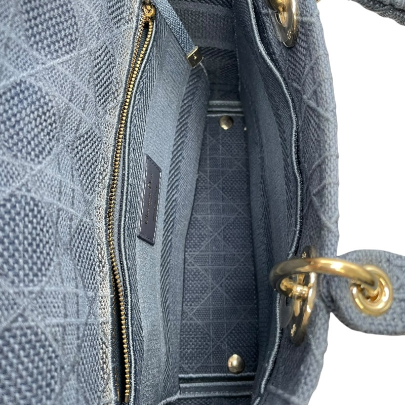 クリスチャン・ディオール Christian Dior レディディオール ミディアム ブルー キャンバス レディース ショルダーバッグ