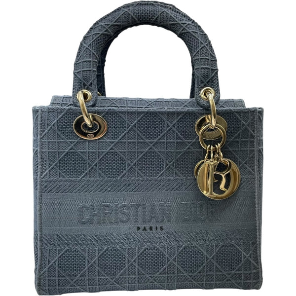 クリスチャン・ディオール Christian Dior レディディオール ミディアム ブルー キャンバス レディース ショルダーバッグ