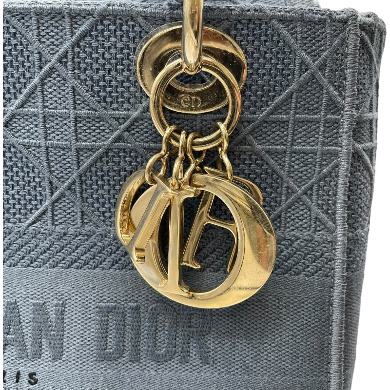 クリスチャン・ディオール Christian Dior レディディオール ミディアム ブルー キャンバス レディース ショルダーバッグ