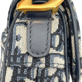 クリスチャン・ディオール Christian Dior サドルバッグ ミニ ネイビー GD金具 オブリークキャンバス レディース ショルダーバッグ