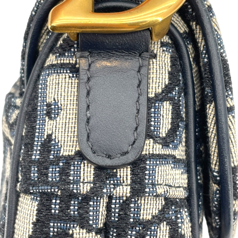 クリスチャン・ディオール Christian Dior サドルバッグ ミニ ネイビー GD金具 オブリークキャンバス レディース ショルダーバッグ