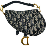 クリスチャン・ディオール Christian Dior サドルバッグ ミニ ネイビー GD金具 オブリークキャンバス レディース ショルダーバッグ