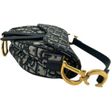 クリスチャン・ディオール Christian Dior サドルバッグ ミニ ネイビー GD金具 オブリークキャンバス レディース ショルダーバッグ