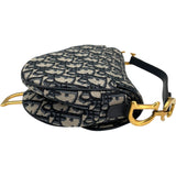 クリスチャン・ディオール Christian Dior サドルバッグ ミニ ネイビー GD金具 オブリークキャンバス レディース ショルダーバッグ