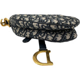 クリスチャン・ディオール Christian Dior サドルバッグ ミニ ネイビー GD金具 オブリークキャンバス レディース ショルダーバッグ