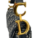 クリスチャン・ディオール Christian Dior サドルバッグ ミニ ネイビー GD金具 オブリークキャンバス レディース ショルダーバッグ