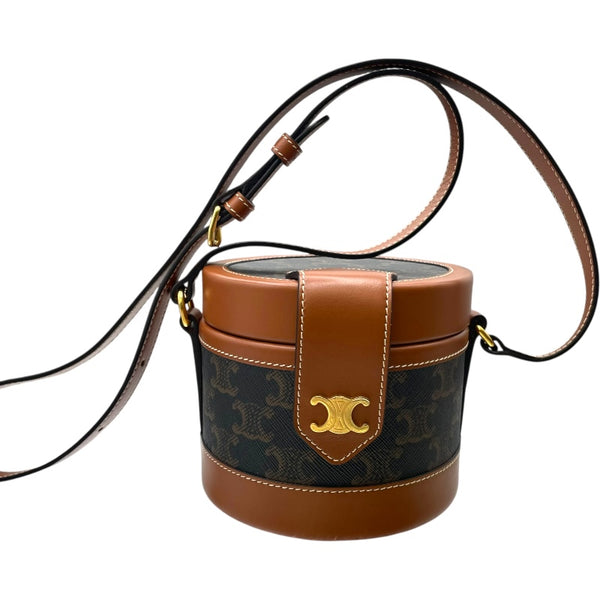 セリーヌ CELINE トリオンフタンブール スモール 195642 ブラウン PVC/レザー レディース ショルダーバッグ