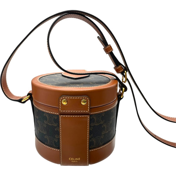 セリーヌ CELINE トリオンフタンブール スモール 195642 ブラウン PVC/レザー レディース ショルダーバッグ