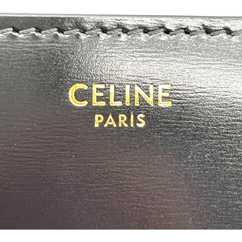 セリーヌ CELINE クラシックトリオンフショルダーバッグ 187363 ブラック シャイニーカーフ レディース ショルダーバッグ