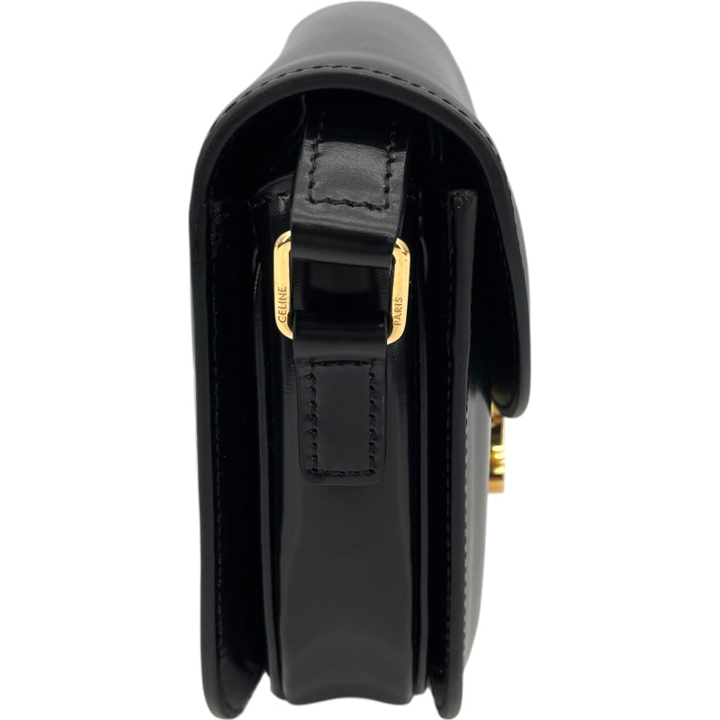 セリーヌ CELINE ティーン ブザス トリオンフショルダー 110413 ブラック シャイニーカーフ レディース ショルダーバッグ