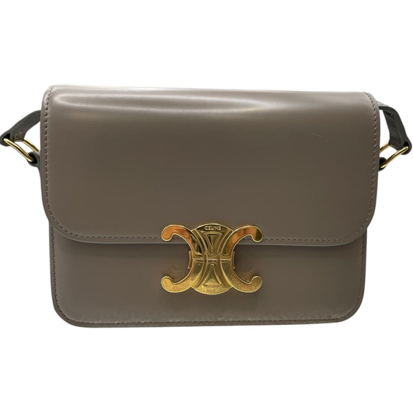 セリーヌ CELINE ティーントリオンフショルダーバッグ 188423 グレー GD金具 シャイニーカーフ レディース ショルダーバッグ