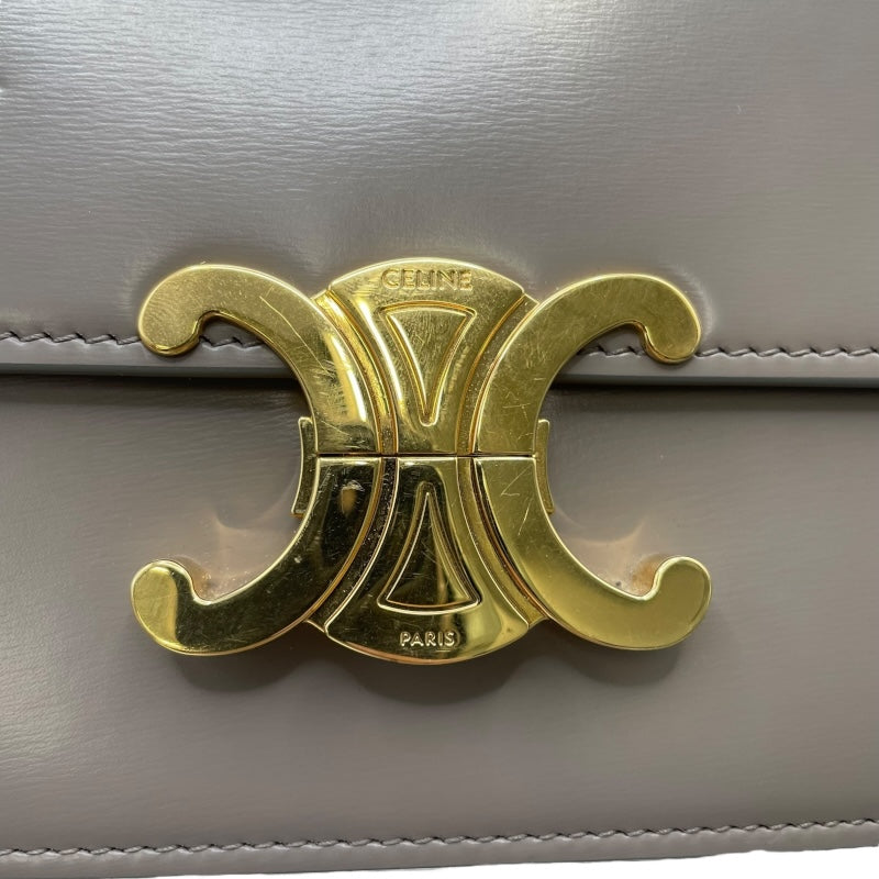 セリーヌ CELINE ティーントリオンフショルダーバッグ 188423 グレー GD金具 シャイニーカーフ レディース ショルダーバッグ