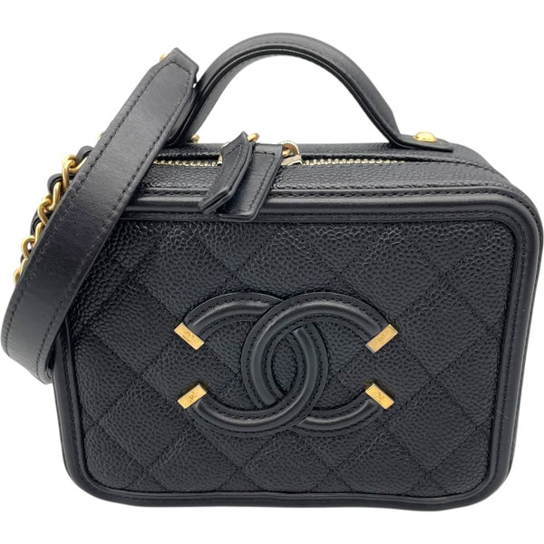シャネル CHANEL CCフィリグリースモールバニティバッグ A93342 ブラック キャビスキン レディース ショルダーバッグ