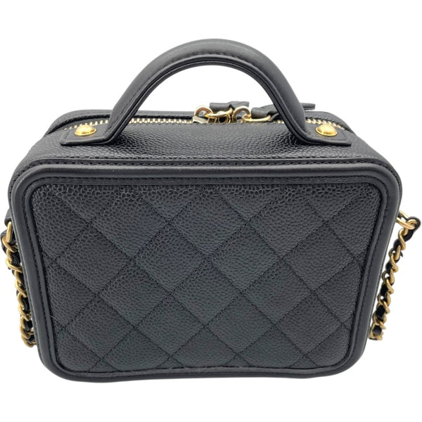 シャネル CHANEL CCフィリグリースモールバニティバッグ A93342 ブラック キャビスキン レディース ショルダーバッグ