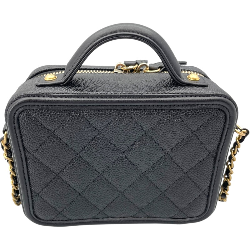 シャネル CHANEL CCフィリグリースモールバニティバッグ A93342 ブラック キャビスキン レディース ショルダーバッグ