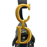 クリスチャン・ディオール Christian Dior オブリーク サドルバッグ ネイビー GD金具 キャンバス レディース ショルダーバッグ