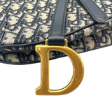クリスチャン・ディオール Christian Dior オブリーク サドルバッグ ネイビー GD金具 キャンバス レディース ショルダーバッグ