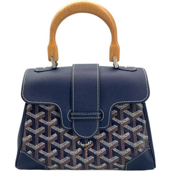 ゴヤール GOYARD サイゴン ミニ ブルー SV金具 コーティングキャンバス/レザー レディース ハンドバッグ