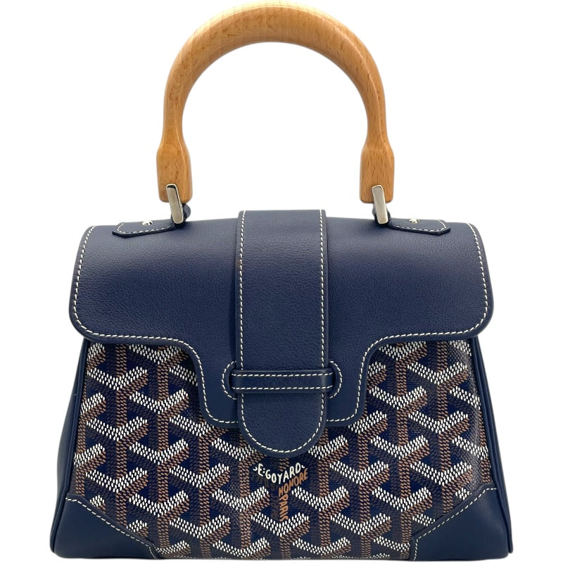 ゴヤール GOYARD サイゴン ミニ ブルー SV金具 コーティングキャンバス/レザー レディース ハンドバッグ