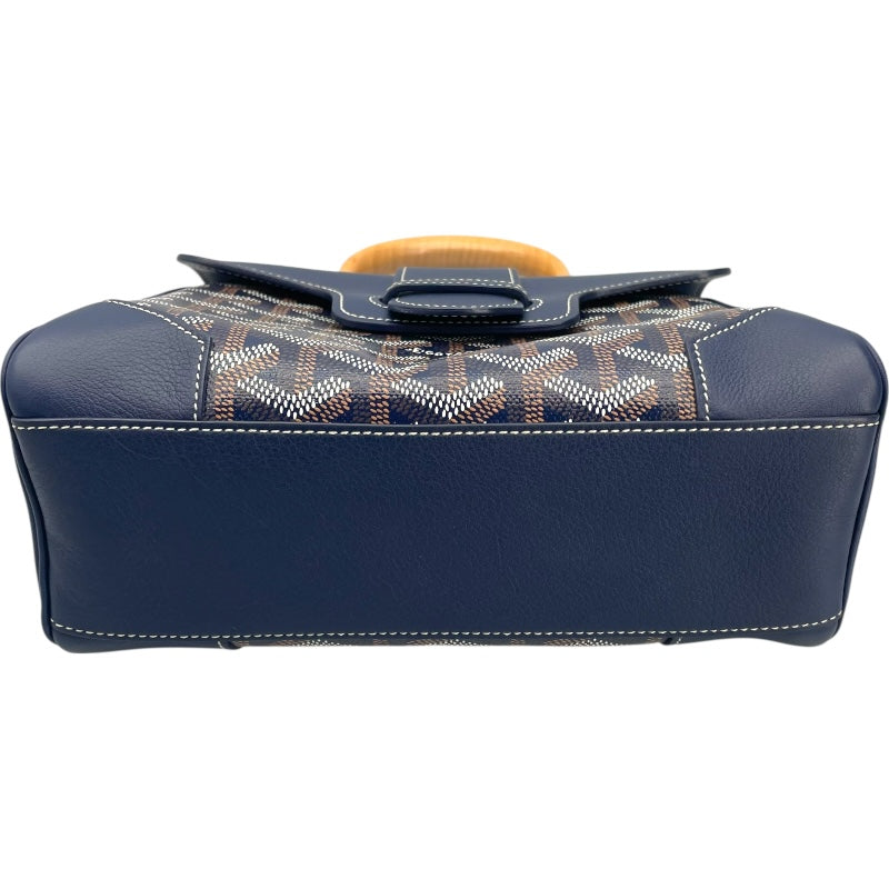 ゴヤール GOYARD サイゴン ミニ ブルー SV金具 コーティングキャンバス/レザー レディース ハンドバッグ