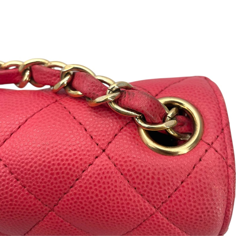 シャネル CHANEL ミニマトラッセ18 A35200 23番台 ピンク GD金具 キャビアスキン レディース ショルダーバッグ