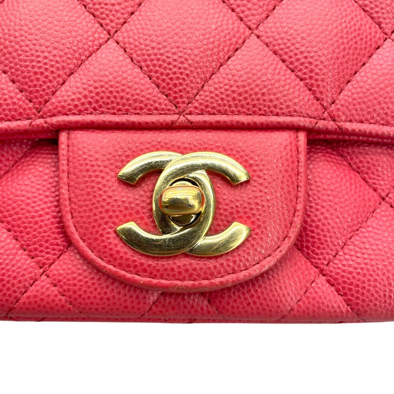 シャネル CHANEL ミニマトラッセ18 A35200 23番台 ピンク GD金具 キャビアスキン レディース ショルダーバッグ