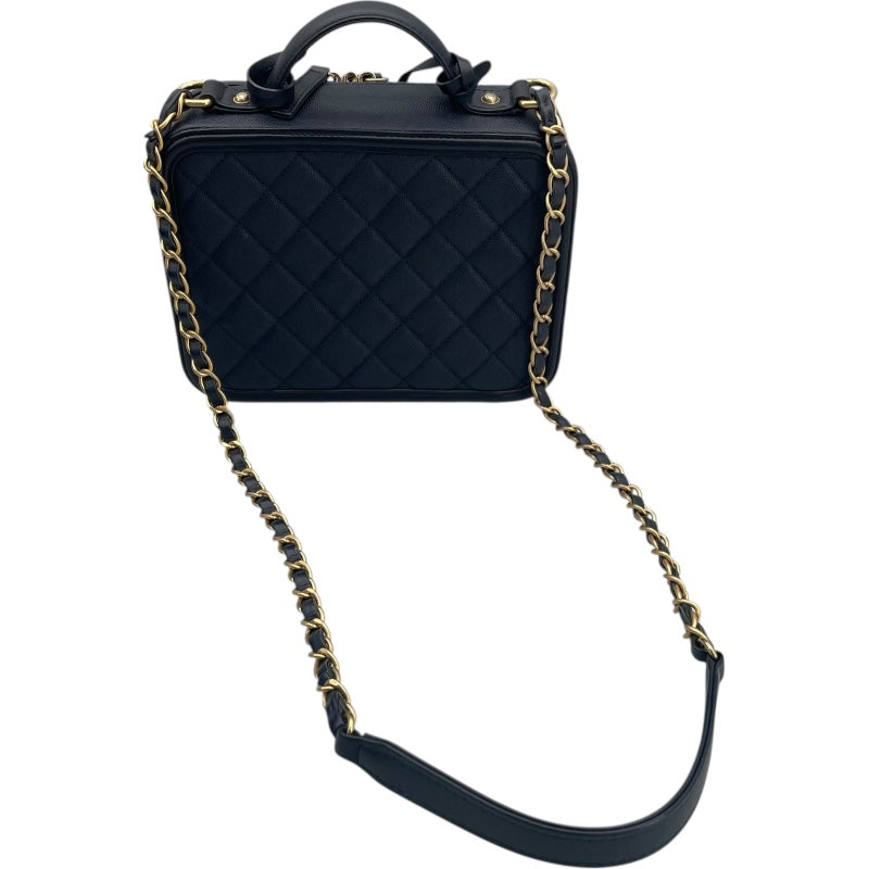 シャネル CHANEL CCフィリグリーバニティバッグ A93342　26番台 ネイビー GD金具 キャビアスキン レディース ショルダーバッグ