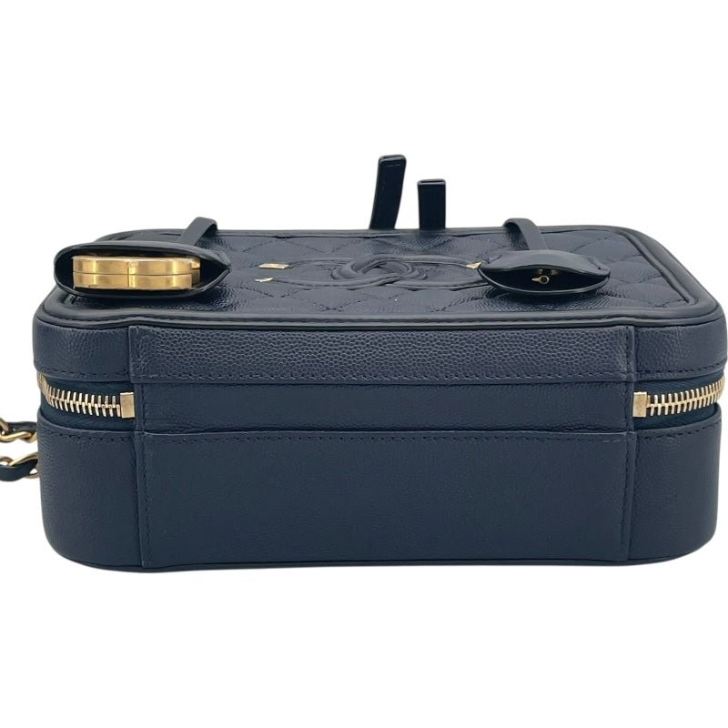 シャネル CHANEL CCフィリグリーバニティバッグ A93342　26番台 ネイビー GD金具 キャビアスキン レディース ショルダーバッグ