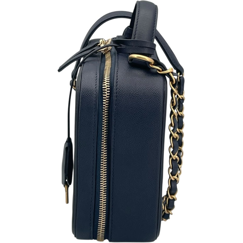 シャネル CHANEL CCフィリグリーバニティバッグ A93342　26番台 ネイビー GD金具 キャビアスキン レディース ショルダーバッグ