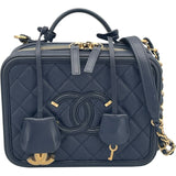 シャネル CHANEL CCフィリグリーバニティバッグ A93342　26番台 ネイビー GD金具 キャビアスキン レディース ショルダーバッグ