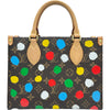 ルイ・ヴィトン LOUIS VUITTON LV×YK オンザゴーPM M46380 ブラウン モノグラム・ペインティッド・ドット レディース トートバッグ