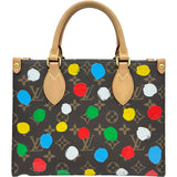 ルイ・ヴィトン LOUIS VUITTON LV×YK オンザゴーPM M46380 ブラウン モノグラム・ペインティッド・ドット レディース トートバッグ