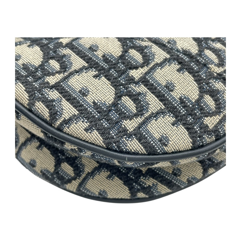 クリスチャン・ディオール Christian Dior サドルバッグ ネイビー GD金具 オブリークキャンバス レディース ハンドバッグ