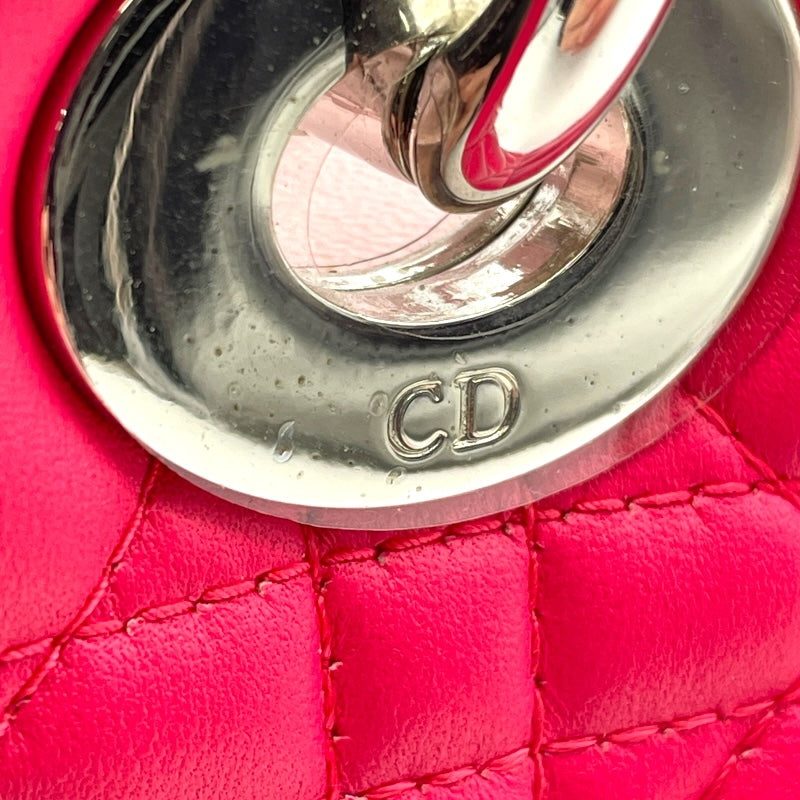 クリスチャン・ディオール Christian Dior レディディオールミディアムトリコロール ピンク・グレー SV金具 カナージュ レディース ハンドバッグ