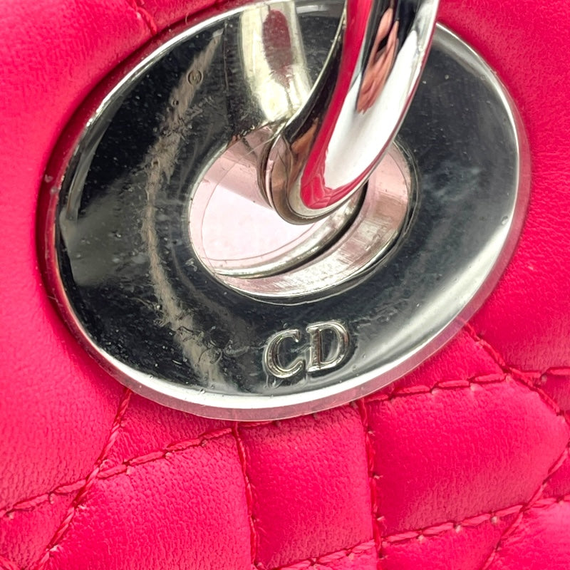 クリスチャン・ディオール Christian Dior レディディオールミディアムトリコロール ピンク・グレー SV金具 カナージュ レディース ハンドバッグ