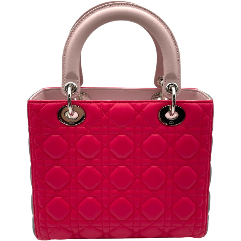 クリスチャン・ディオール Christian Dior レディディオールミディアムトリコロール ピンク・グレー SV金具 カナージュ レディース ハンドバッグ