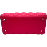 クリスチャン・ディオール Christian Dior レディディオールミディアムトリコロール ピンク・グレー SV金具 カナージュ レディース ハンドバッグ