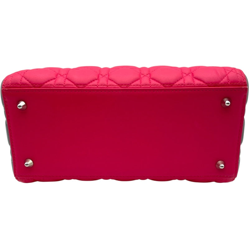 クリスチャン・ディオール Christian Dior レディディオールミディアムトリコロール ピンク・グレー SV金具 カナージュ レディース ハンドバッグ