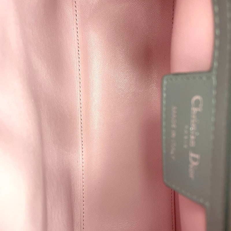 クリスチャン・ディオール Christian Dior レディディオールミディアムトリコロール ピンク・グレー SV金具 カナージュ レディース ハンドバッグ