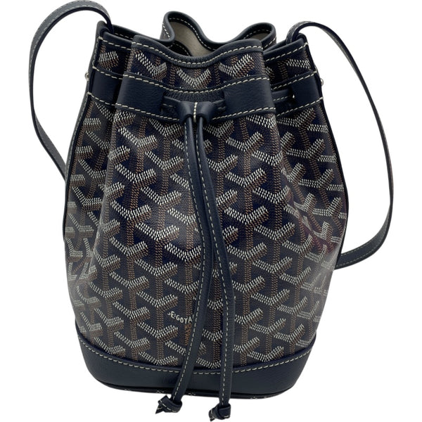 ゴヤール GOYARD プティクロ バケット ネイビー コーティングキャンバス レディース ショルダーバッグ