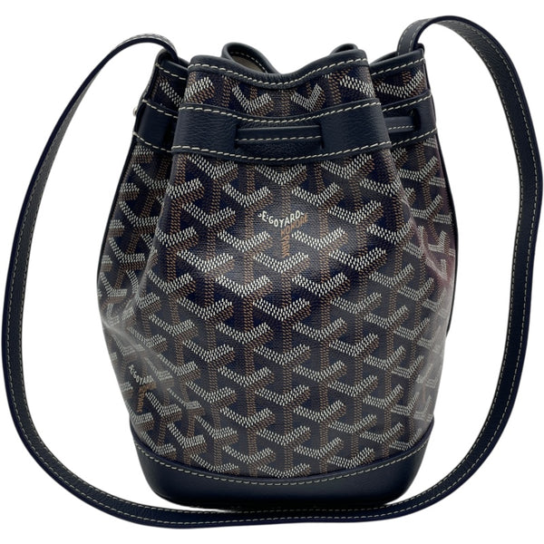 ゴヤール GOYARD プティクロ バケット ネイビー コーティングキャンバス レディース ショルダーバッグ