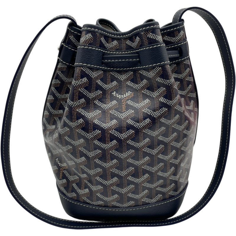 ゴヤール GOYARD プティクロ バケット ネイビー コーティングキャンバス レディース ショルダーバッグ