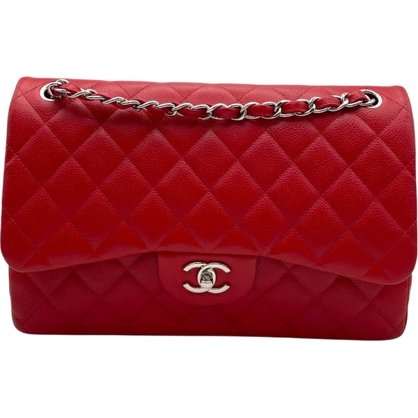 シャネル CHANEL デカマトラッセ30 A58600 19番台 レッド SV金具 キャビアスキン レディース ショルダーバッグ