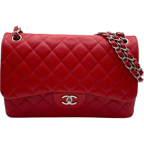 シャネル CHANEL デカマトラッセ30 A58600 19番台 レッド SV金具 キャビアスキン レディース ショルダーバッグ