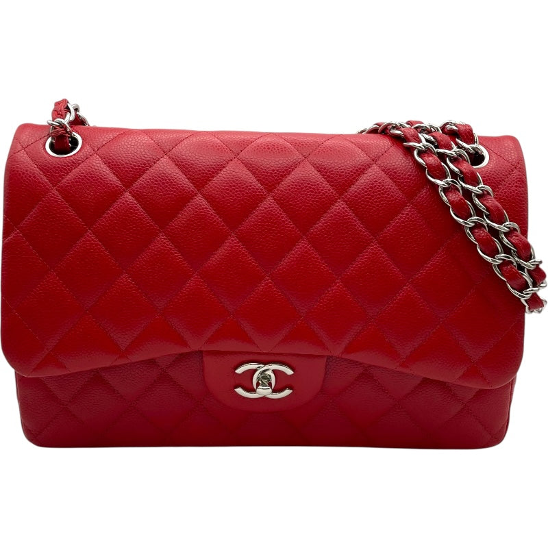 シャネル CHANEL デカマトラッセ30 A58600 19番台 レッド SV金具 キャビアスキン レディース ショルダーバッグ