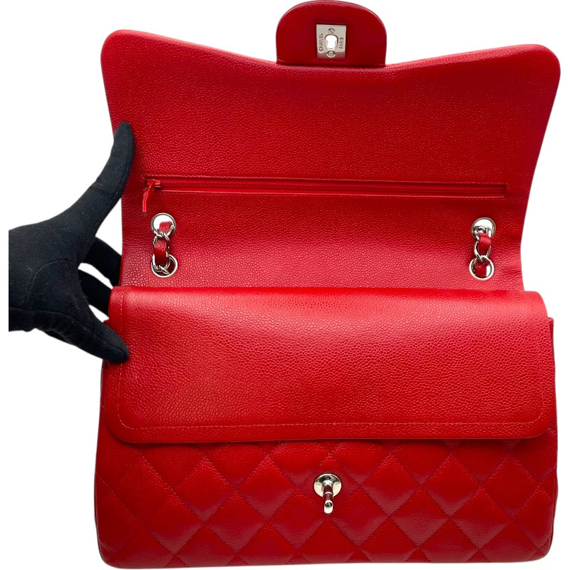 シャネル CHANEL デカマトラッセ30 A58600 19番台 レッド SV金具 キャビアスキン レディース ショルダーバッグ