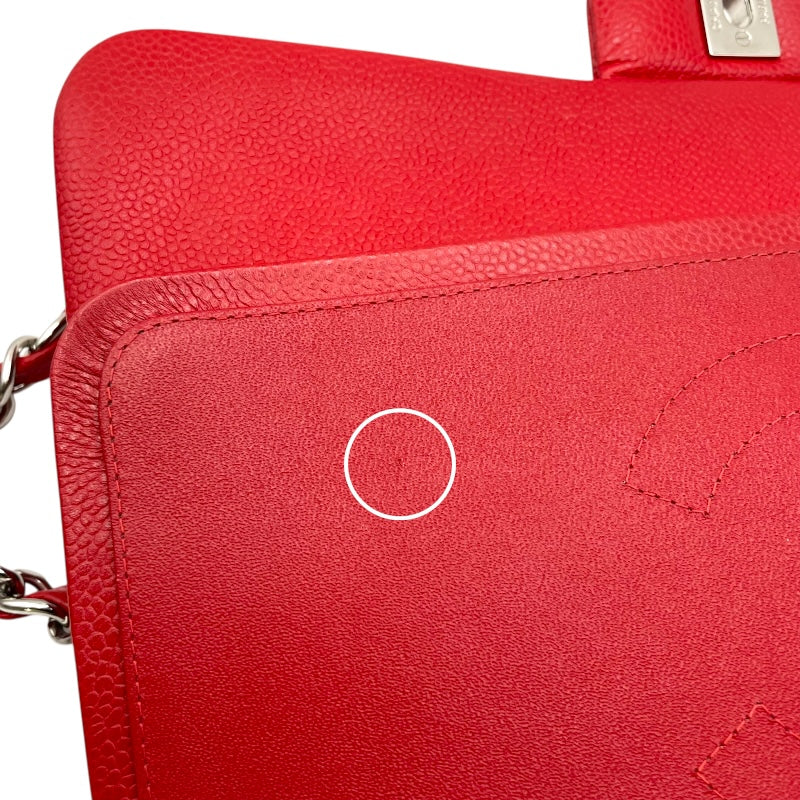 シャネル CHANEL デカマトラッセ30 A58600 19番台 レッド SV金具 キャビアスキン レディース ショルダーバッグ