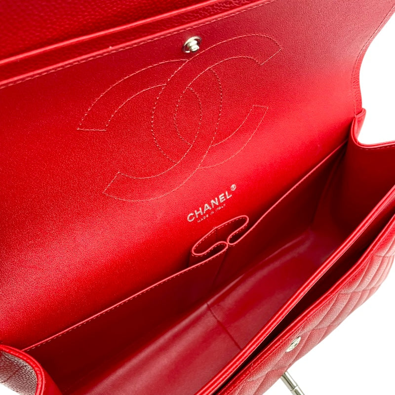 シャネル CHANEL デカマトラッセ30 A58600 19番台 レッド SV金具 キャビアスキン レディース ショルダーバッグ